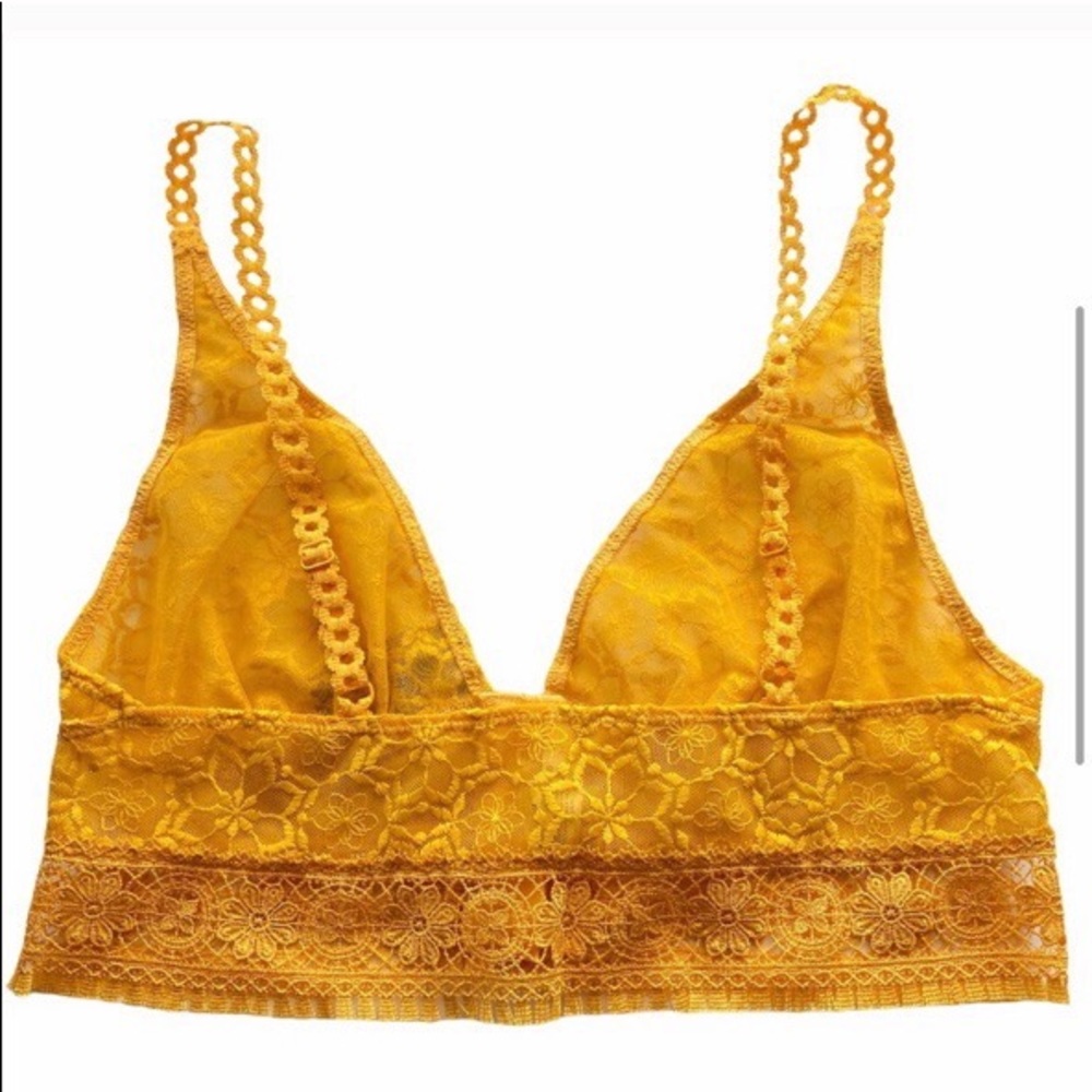 FREE PEOPLE Ella Lace Bralette Yellow Gold XS - Picture 4 of 9